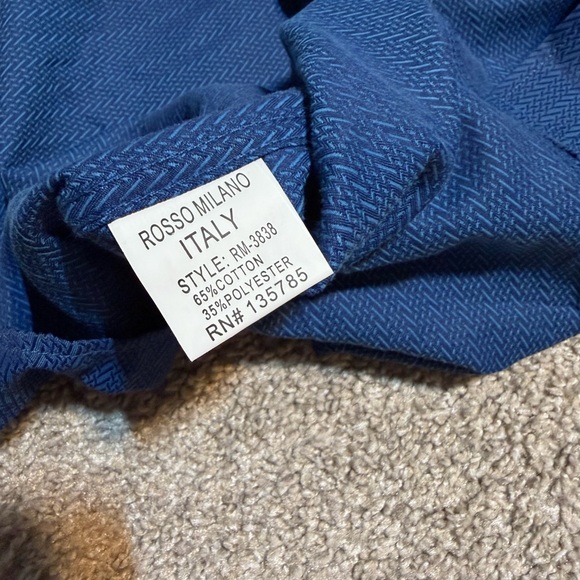 Rosso Milano Italy Dress Shirt 3XL Modern Fit Blue Textured Button Up NWT $179 - Picture 7 of 10